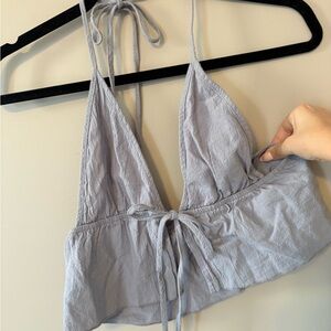 Light Blue-Gray Halter Crop Top